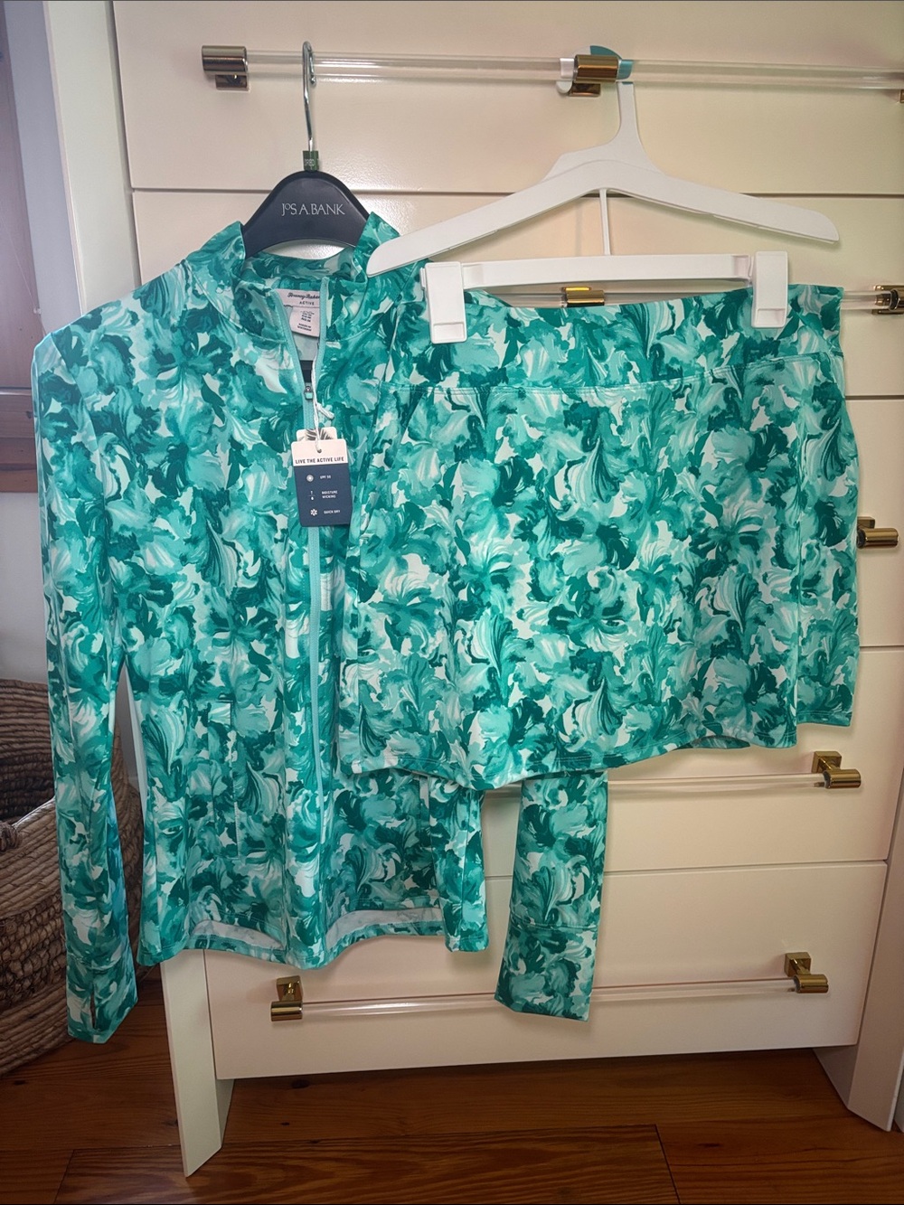 Tommy Bahama Teal & White Floral-Print Zip Jacket and Tennis Skirt